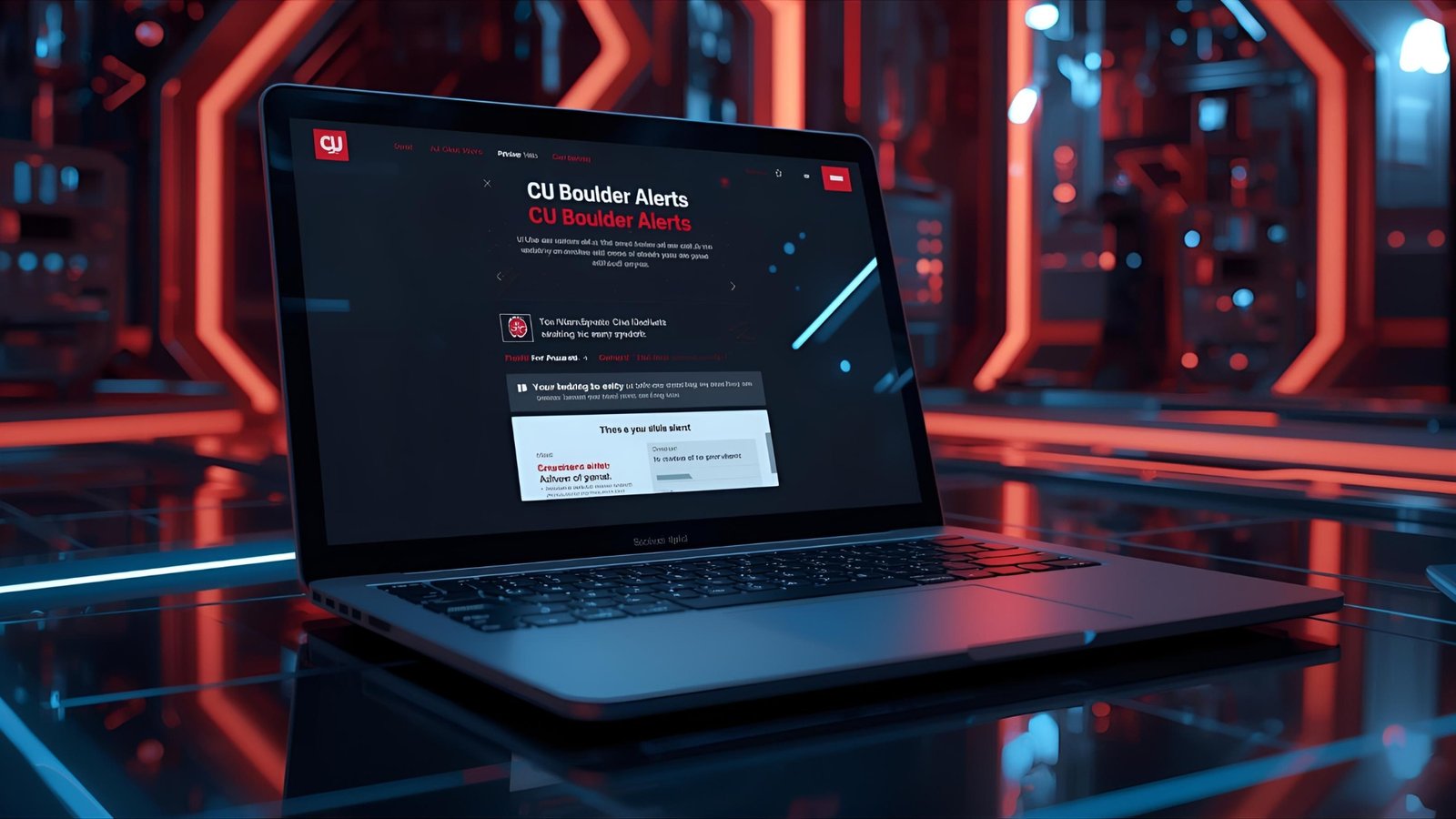 CU Boulder Alerts website on a laptop