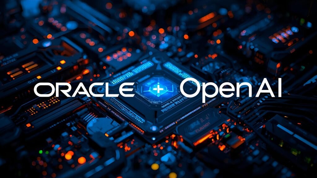 Oracle and OpenAI logos over a GPU supercluster