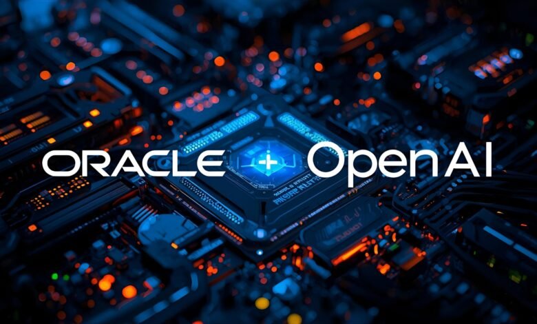 Oracle and OpenAI logos over a GPU supercluster