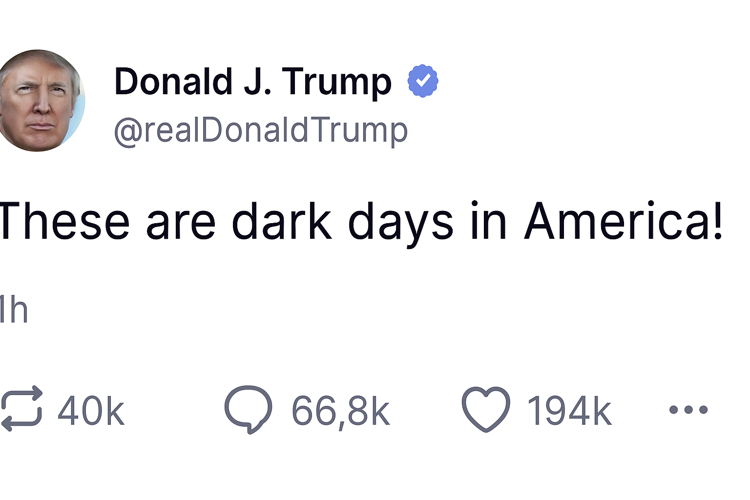  Screenshot of Trump's Social Media Response