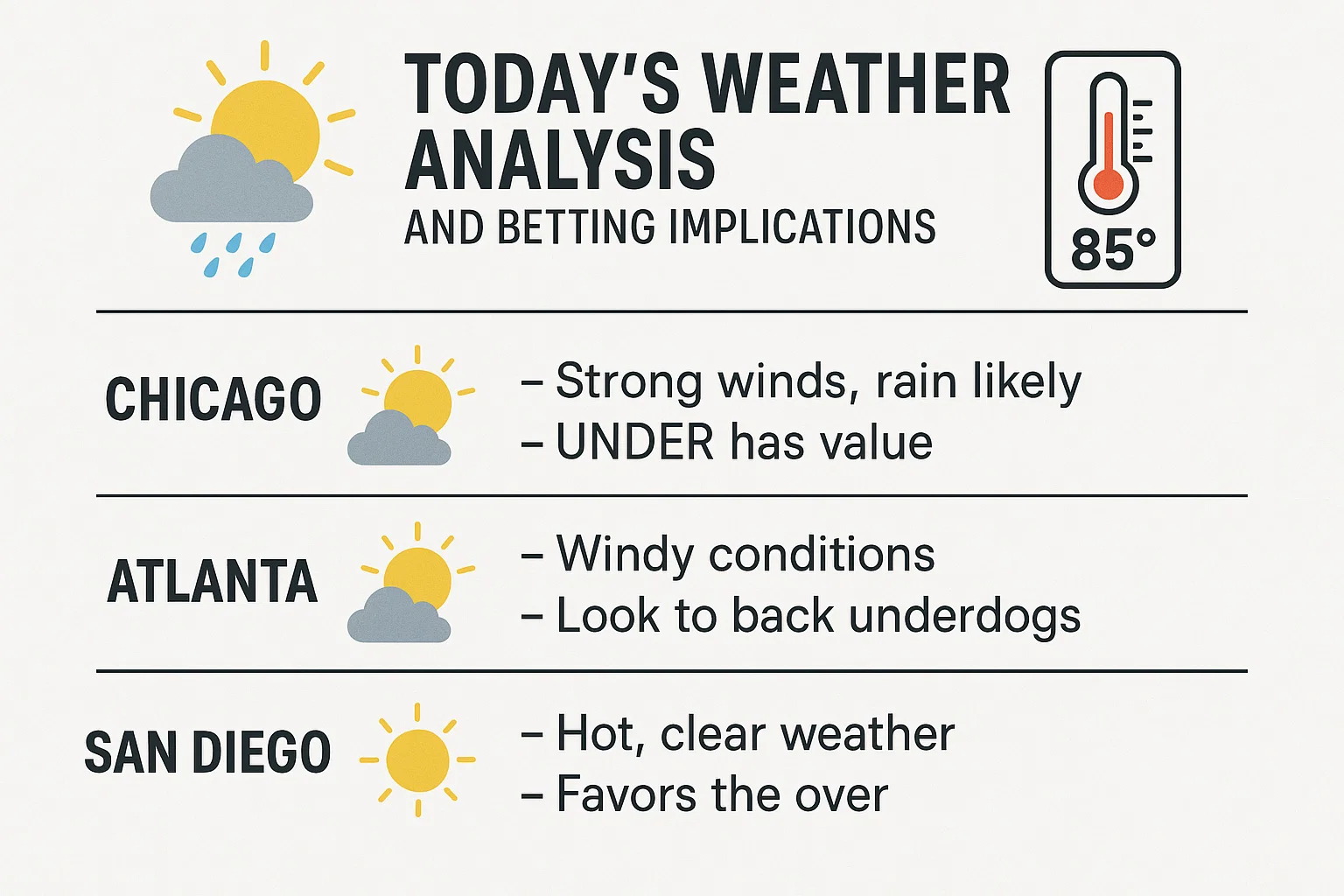 Today's Weather Analysis and Betting Implications