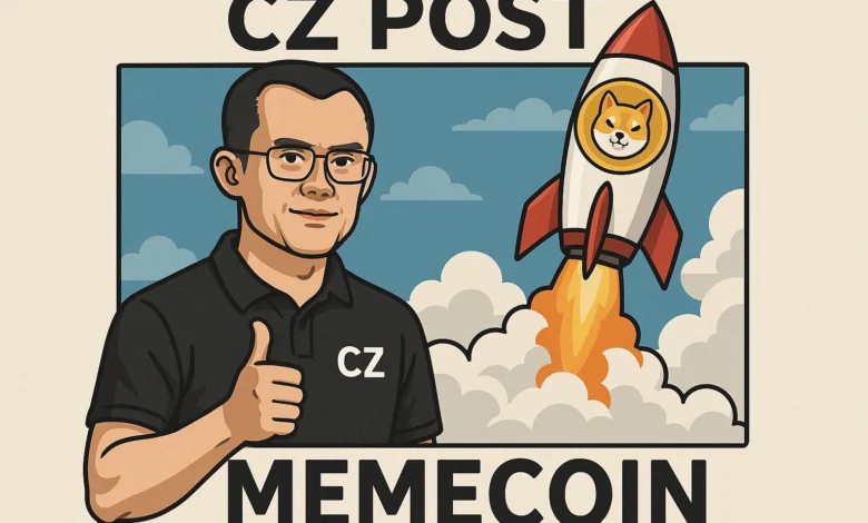 CZ post rockets memecoin