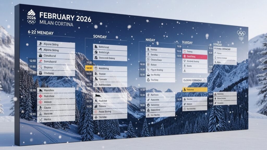 2026 winter olympics schedule
