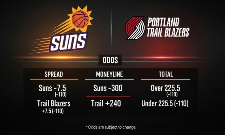 suns vs trail blazers odds